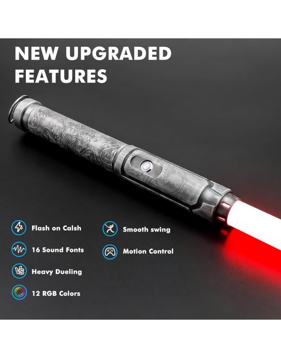 Heavy Dueling Pro Light Saber Smooth Swing Motion Control Metal Hilt 16 Sound Fonts Blaster Sword