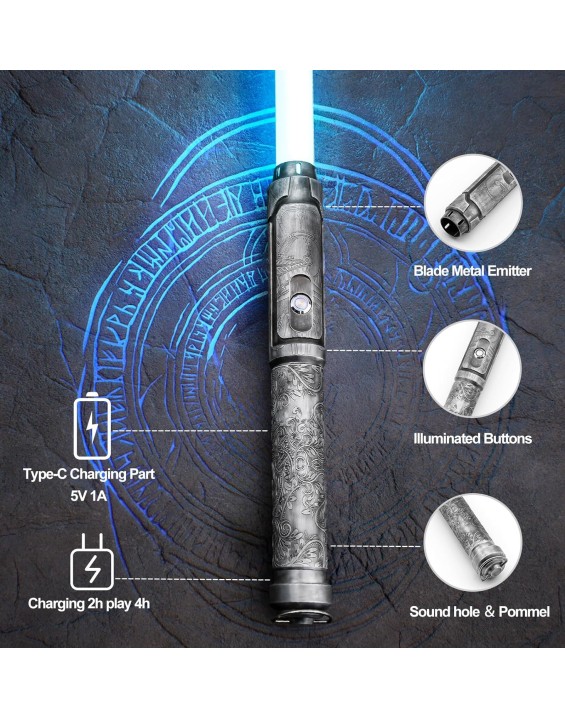 Heavy Dueling Pro Light Saber Smooth Swing Motion Control Metal Hilt 16 Sound Fonts Blaster Sword