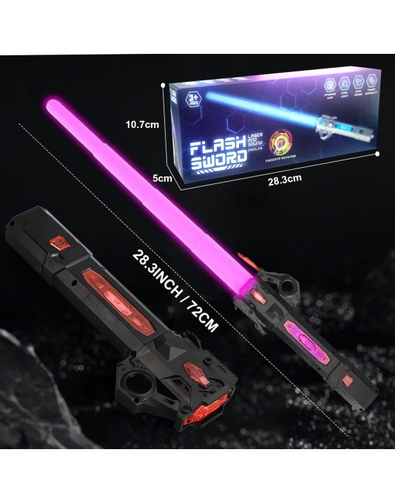 2 Pack Lightsaber for Kids, RGB 7 Color Rechargeable Star War Light Up Saber with FX Sound &amp; Charging Cable, Retractable Light Swords for Party Costume Fighters &amp; Warriors Easter Gifts Black &amp; Silver