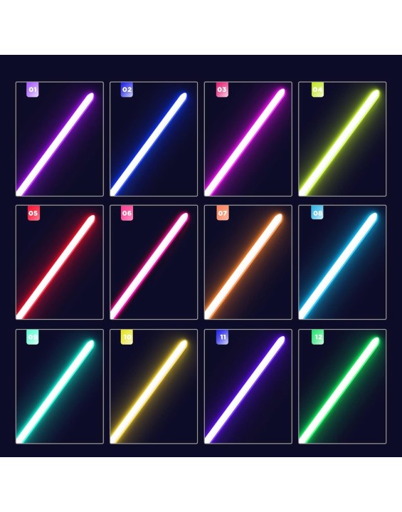 Heavy Dueling Light Saber for Adults Smooth Swing Metal Hilt 16 Fonts Sound Motion Control Lightsaber Party Cosplay (RGB Version)