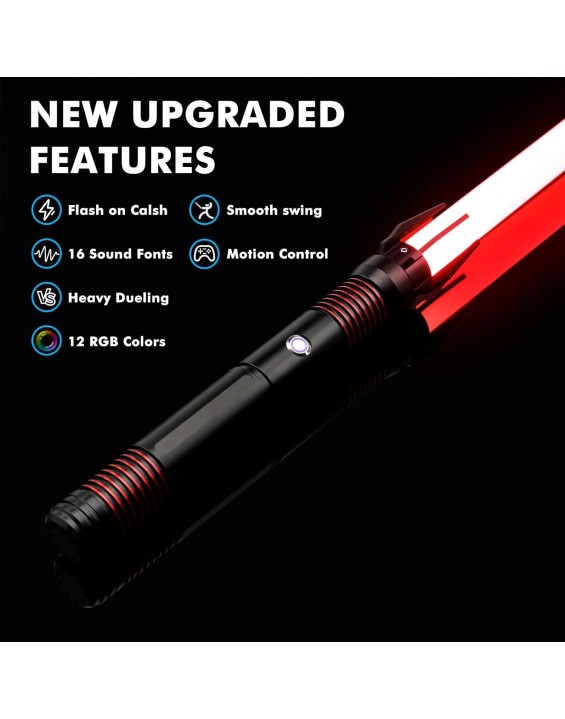 Dueling Light Saber for Adults,Smooth Swing Motion Control Lightsaber Heavy Aluminum Hilt Fx Sword