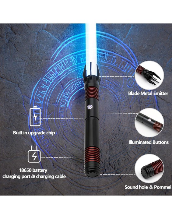 Dueling Light Saber for Adults,Smooth Swing Motion Control Lightsaber Heavy Aluminum Hilt Fx Sword