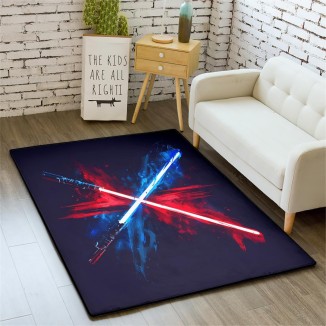 4X6 Blue and Red Tie Dye Area Rugs Neon Lightsaber Rugs Splash Ink Tie-Dyed for Kids Boys Carpets