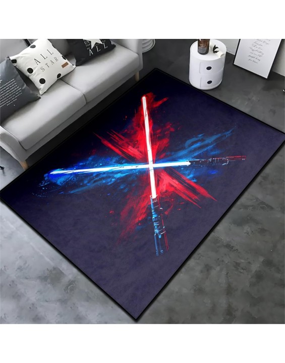 4X6 Blue and Red Tie Dye Area Rugs Neon Lightsaber Rugs Splash Ink Tie-Dyed for Kids Boys Carpets